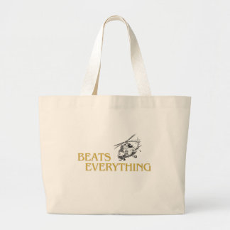 Helicopter beats everything large tote bag