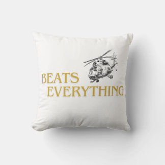 Helicopter beats everything throw pillow