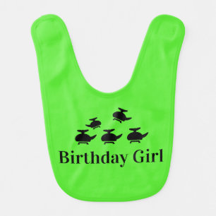 Helicopter Birthday Girl Baby Bib