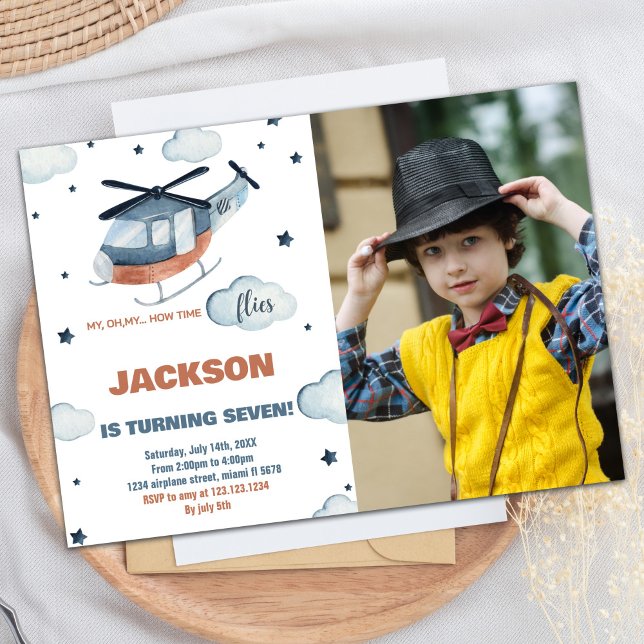 Helicopter Birthday Invitations With Photo (Helicopter Birthday Invitations With Photo)