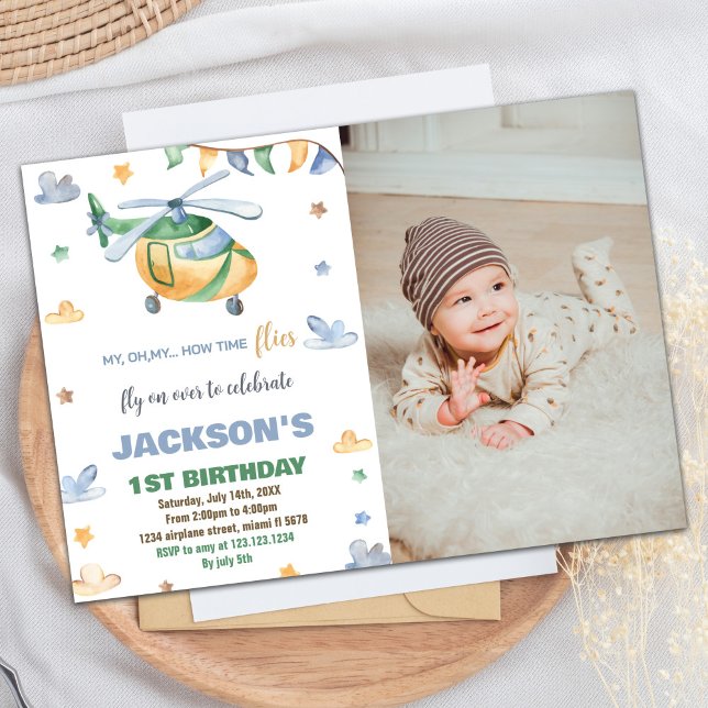 Helicopter Birthday Invitations Yellow Gray Photo (Helicopter Birthday Invitations Yellow Gray Photo)