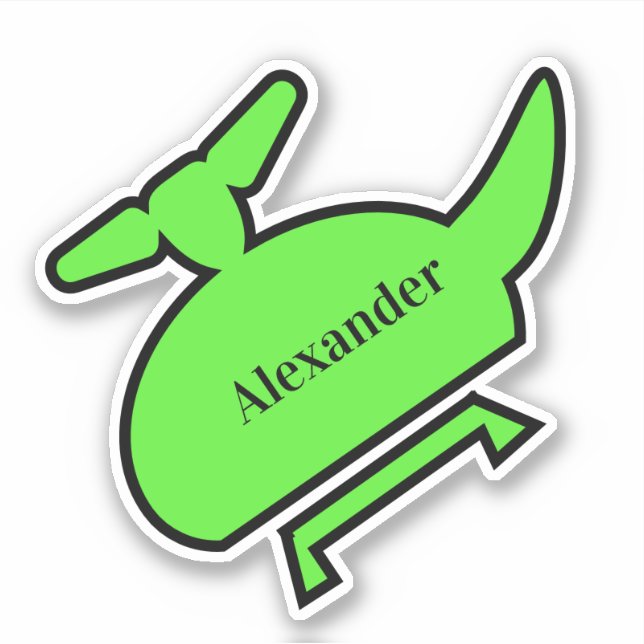 Helicopter Birthday Party Favor Sticker (Front)