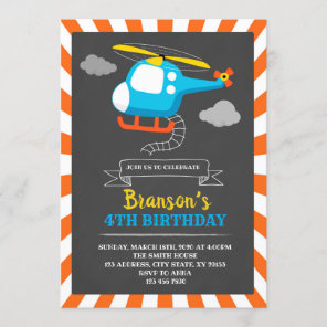 Helicopter birthday party invitation