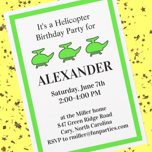 Helicopter Birthday Party Invitation