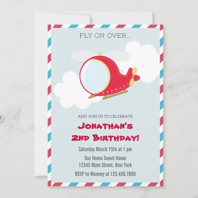 Helicopter Birthday Party Invitation (Front)