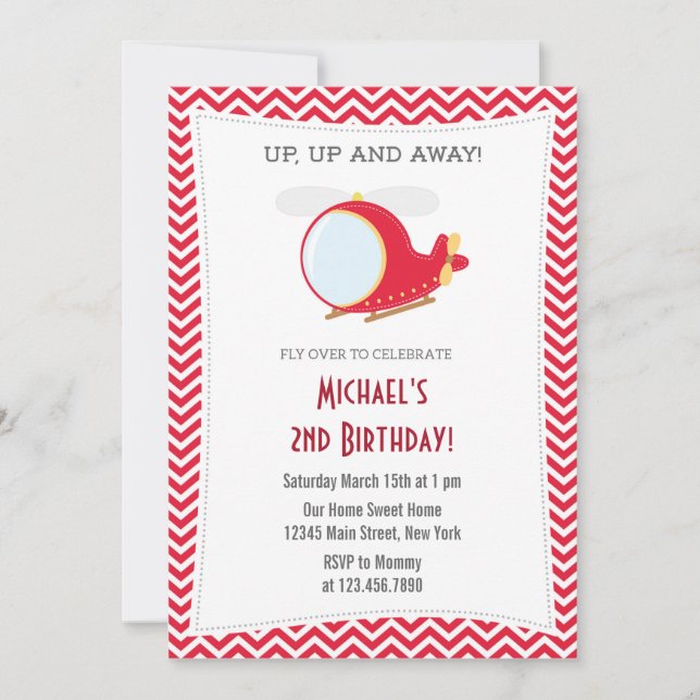Helicopter Birthday Party Invitation (Front)