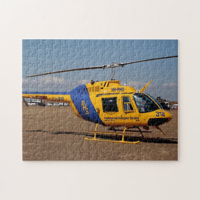 Helicopter (blue & yellow) jigsaw puzzle (Horizontal)