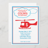 helicopter Boy Birthday Party Invitation (Front/Back)