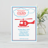 helicopter Boy Birthday Party Invitation (Standing Front)