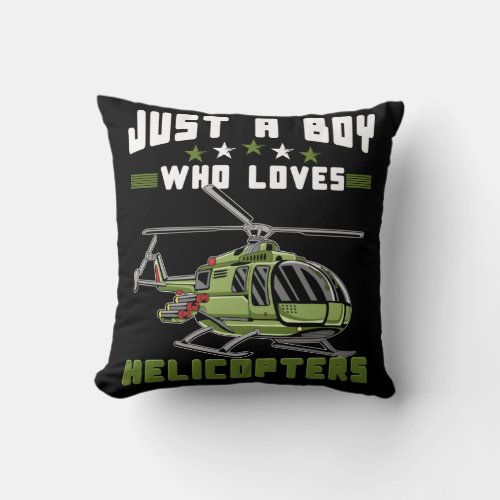 Helicopter Boy Future Pilot Throw Pillow