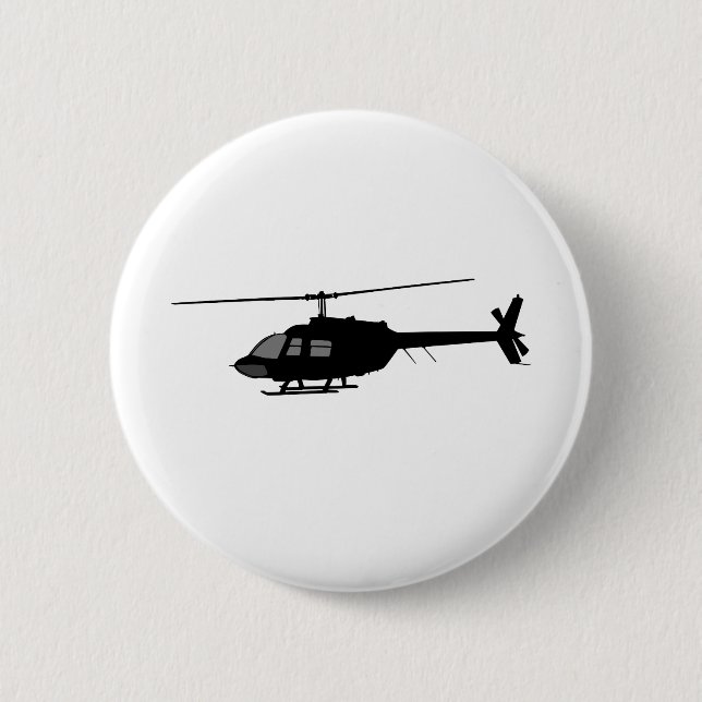 Helicopter Chopper Silhouette Customize Color Button (Front)