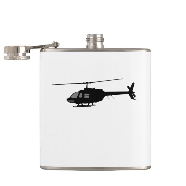 Helicopter Chopper Silhouette Customize Color Flask (Opened)