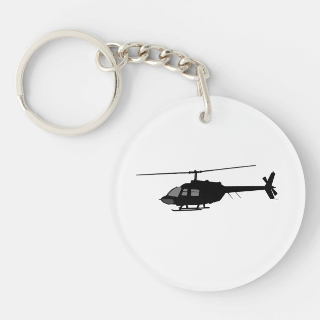 Helicopter Chopper Silhouette Customize Color Keychain (Front)