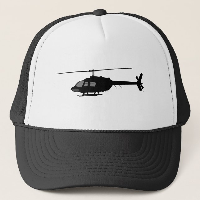 Helicopter Chopper Silhouette Customize Color Trucker Hat (Front)