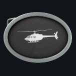 Helicopter Chopper Silhouette Flying Black Belt Buckle<br><div class="desc">A Helicopter Chopper Silhouette Flying on black for any aviation enthusiast, customize this with text and your choice of background color. Easily add text to this design in one step. Just click on the "Customize It!" button to reveal the text editor from which you can choose any font style and...</div>