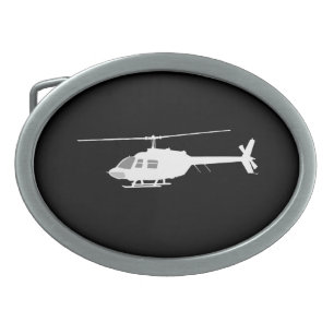 Helicopter Chopper Silhouette Flying Black Belt Buckle