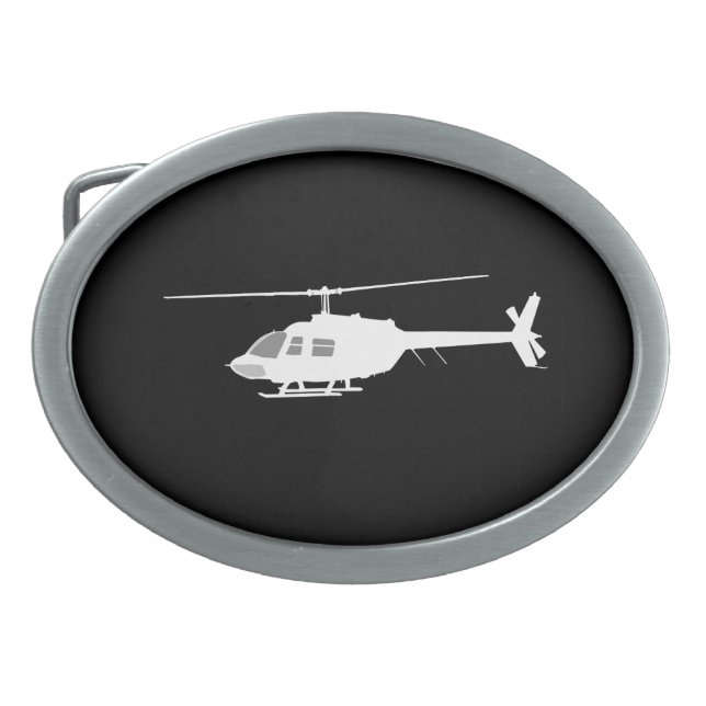 Helicopter Chopper Silhouette Flying Black Belt Buckle (Front)