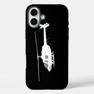 Helicopter Chopper Silhouette Flying Black iPhone 16 Plus Case