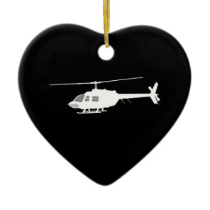 Helicopter Chopper Silhouette Flying Black Ceramic Ornament