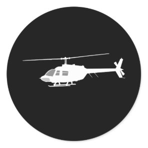 Helicopter Chopper Silhouette Flying Black Classic Round Sticker