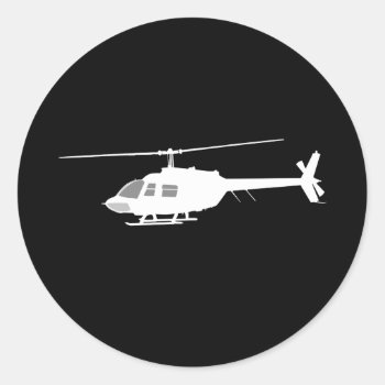 Helicopter Chopper Silhouette Flying Black Classic Round Sticker by AmericanStyle at Zazzle