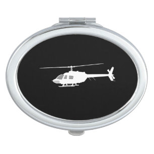 Helicopter Chopper Silhouette Flying Black Decor Makeup Mirror