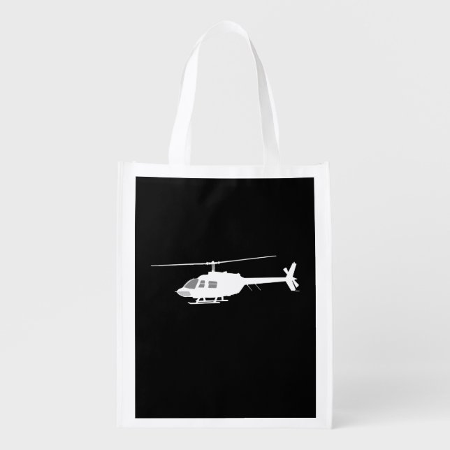 Helicopter Chopper Silhouette Flying Black Grocery Bag (Front)