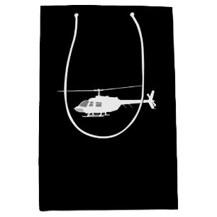Helicopter Chopper Silhouette Flying Black Medium Gift Bag