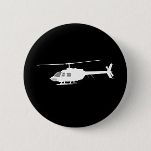 Helicopter Chopper Silhouette Flying Black Pinback Button