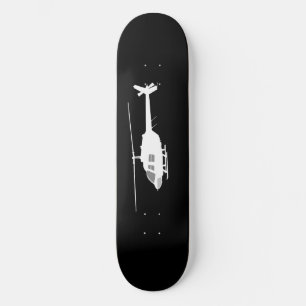 Helicopter Chopper Silhouette Flying Black Skateboard Deck