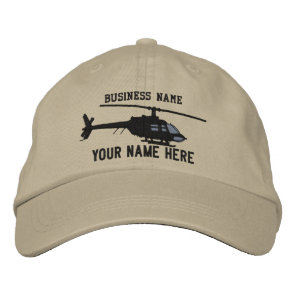 Helicopter Chopper Silhouette Personalize This Embroidered Baseball Hat
