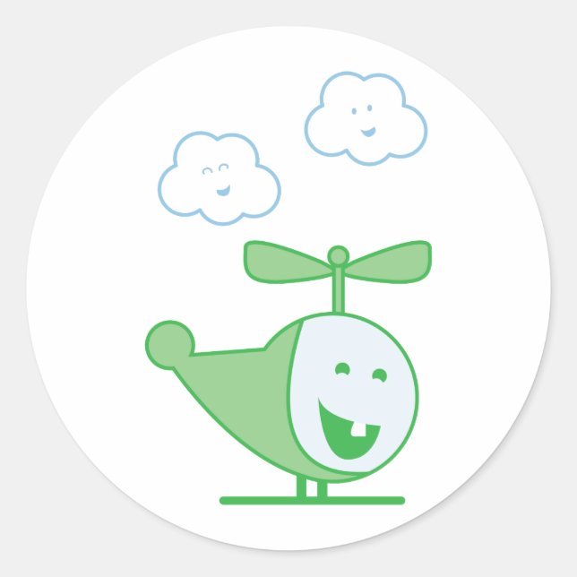 Helicopter Classic Round Sticker (Front)