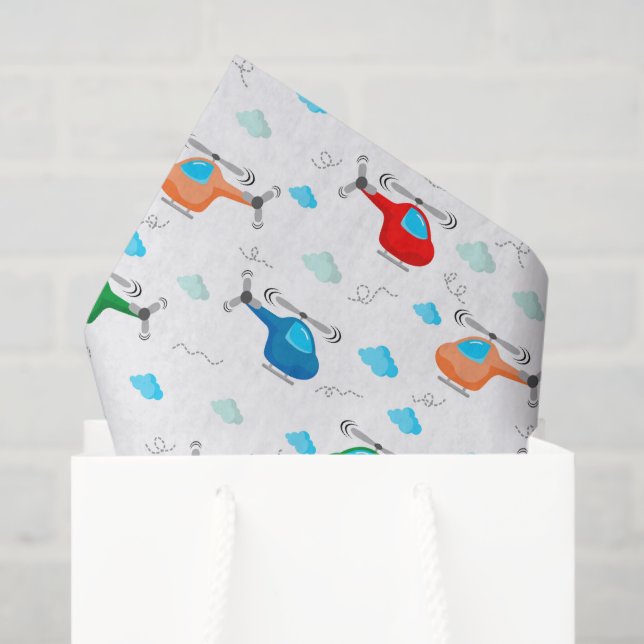 Helicopter Decoupage Tissue Paper (Gift Bag)