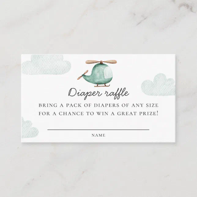 Helicopter Raffle Helicopter Diaper Raffle Ticket | Baby Shower Game Enclosure Card | Zazzle