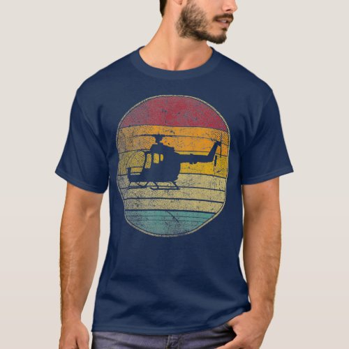 Helicopter Flying Pilot Vintage Distressed Retro T_Shirt