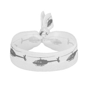 Helicopter Flying Silhouette Customize Color Ribbon Hair Tie