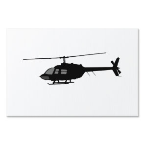 Helicopter Flying Silhouette Customize Color Sign