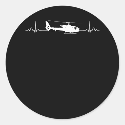 Helicopter Heartbeat for Pilots and Aviators Classic Round Sticker