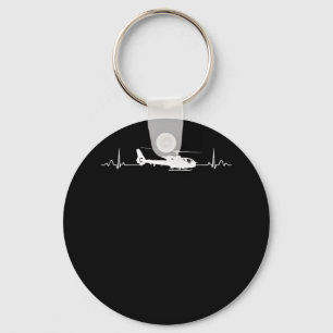 Helicopter Heartbeat for Pilots and Aviators Keychain