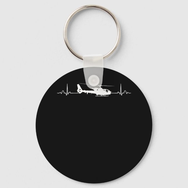 Helicopter Heartbeat for Pilots and Aviators Keychain (Front)