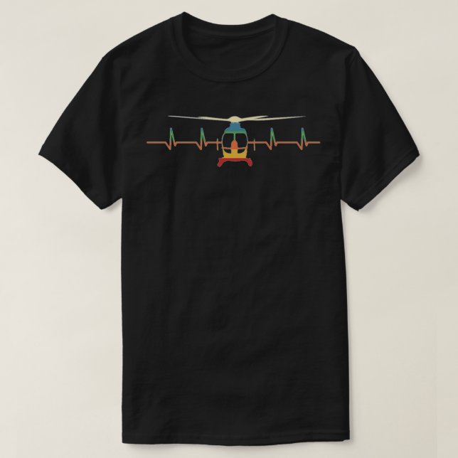 Helicopter Heartbeat Helicopter Pilot Gift T-Shirt (Design Front)