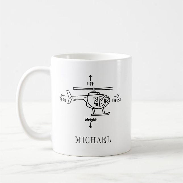 Helicopter Illustration Pilot Retirement Party Coffee Mug (Left)