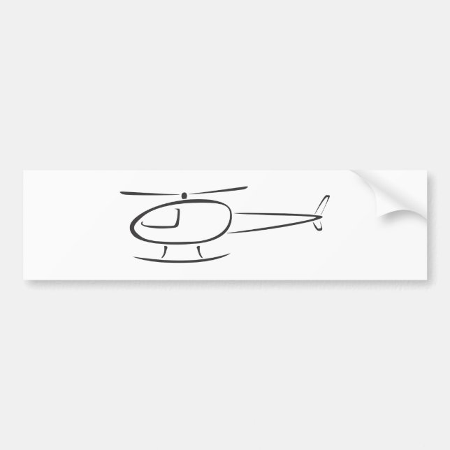 Helicopter in Swish Drawing Style Bumper Sticker (Front)