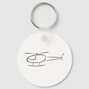 Helicopter in Swish Drawing Style Keychain