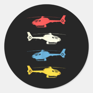 Helicopter Lot Vintage Aviation Flying Helicopters Classic Round Sticker