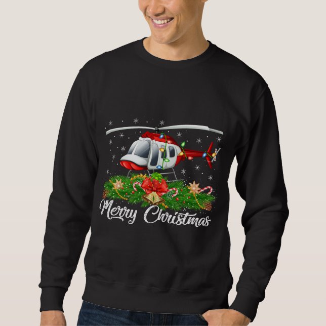 Helicopter Lover Matching Santa Hat Helicopter Chr Sweatshirt (Front)