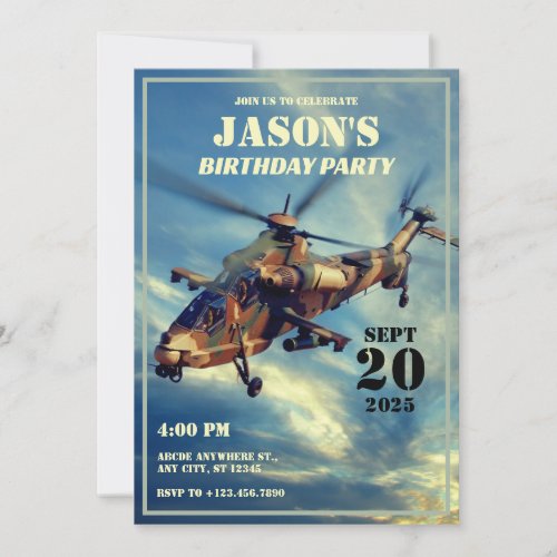 Helicopter Military  Invitation