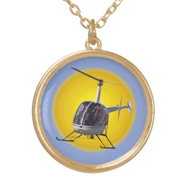 Helicopter Necklace Cool Flying Chopper Jewelry (Front)