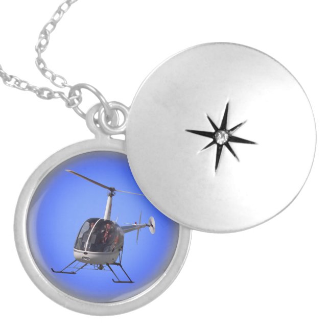 Helicopter Necklace Cool Flying Chopper Jewelry (Front)