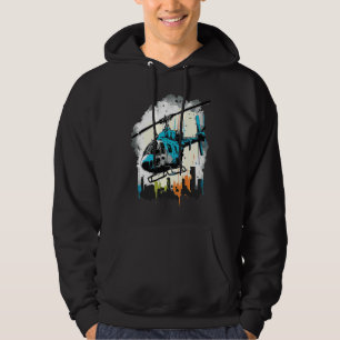 Helicopter over the city  graffiti hoodie